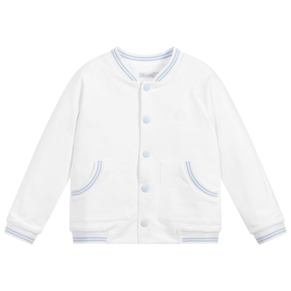 Patachou - Girls White Jersey Cardigan | Childrensalon