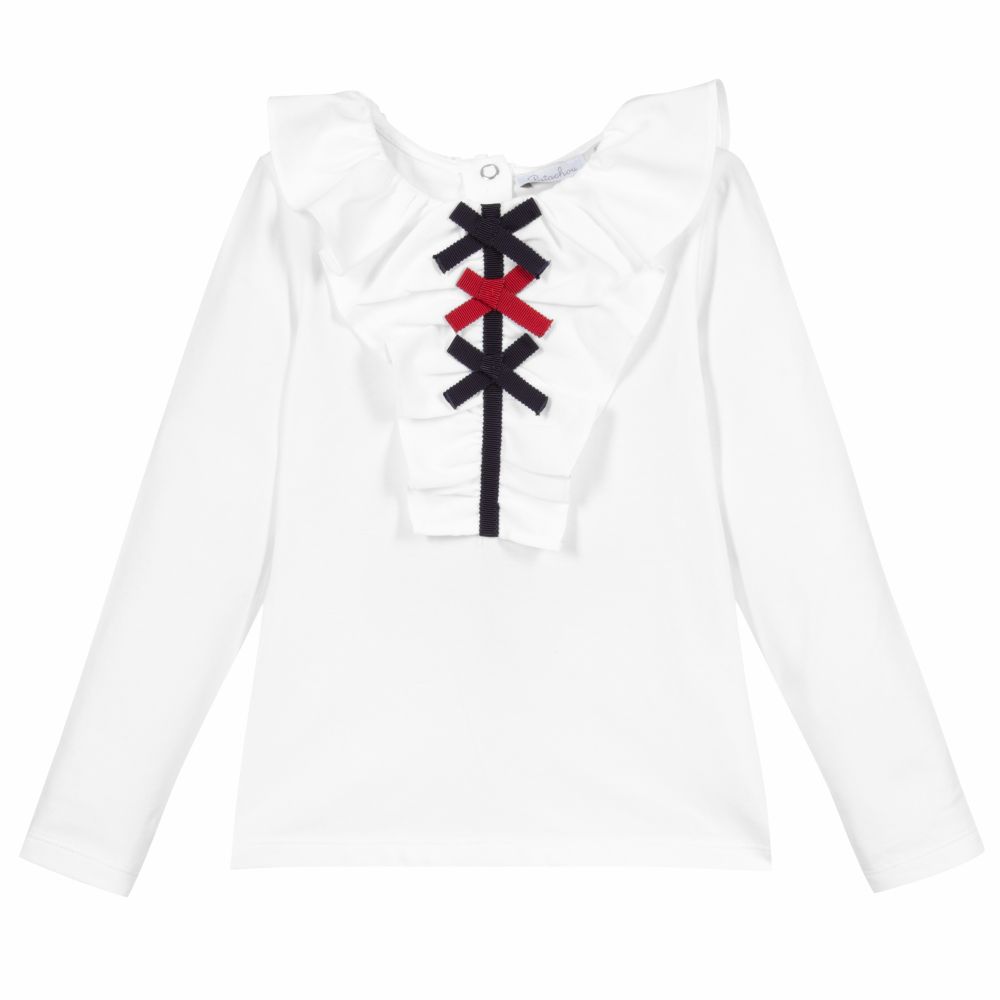 Patachou - Top blanc en jersey Fille  | Childrensalon