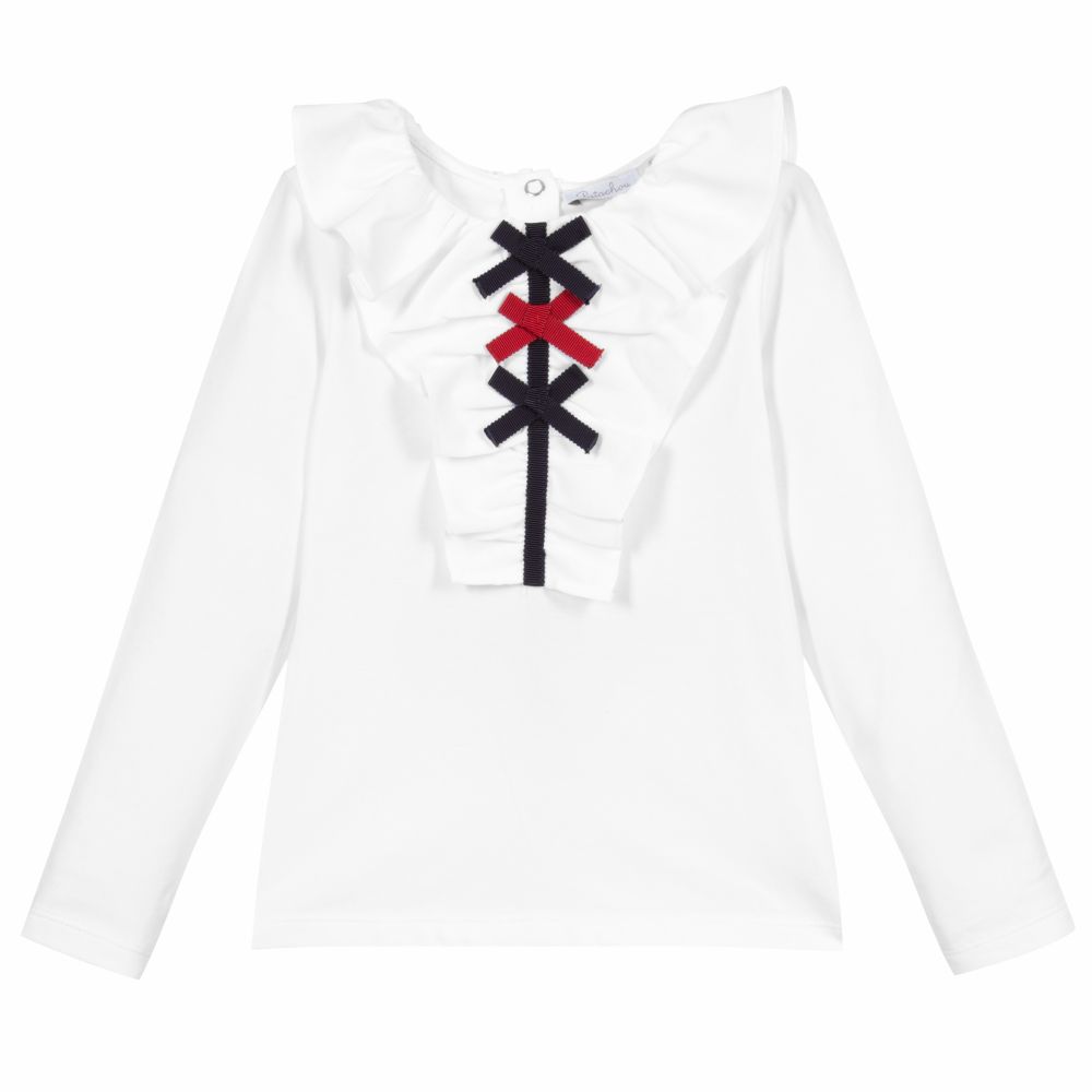 Patachou - Girls White Jersey Top  | Childrensalon