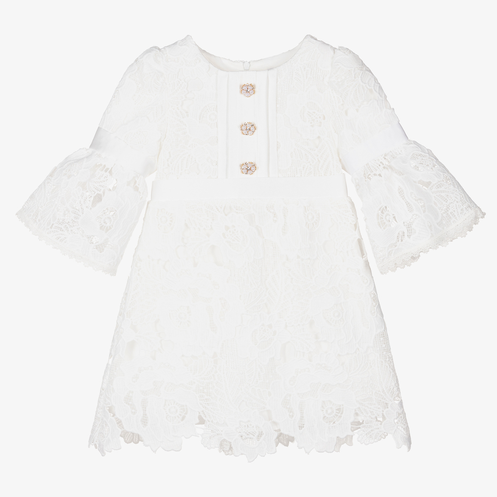 Patachou-Girls White Lace Dress  | Childrensalon Outlet