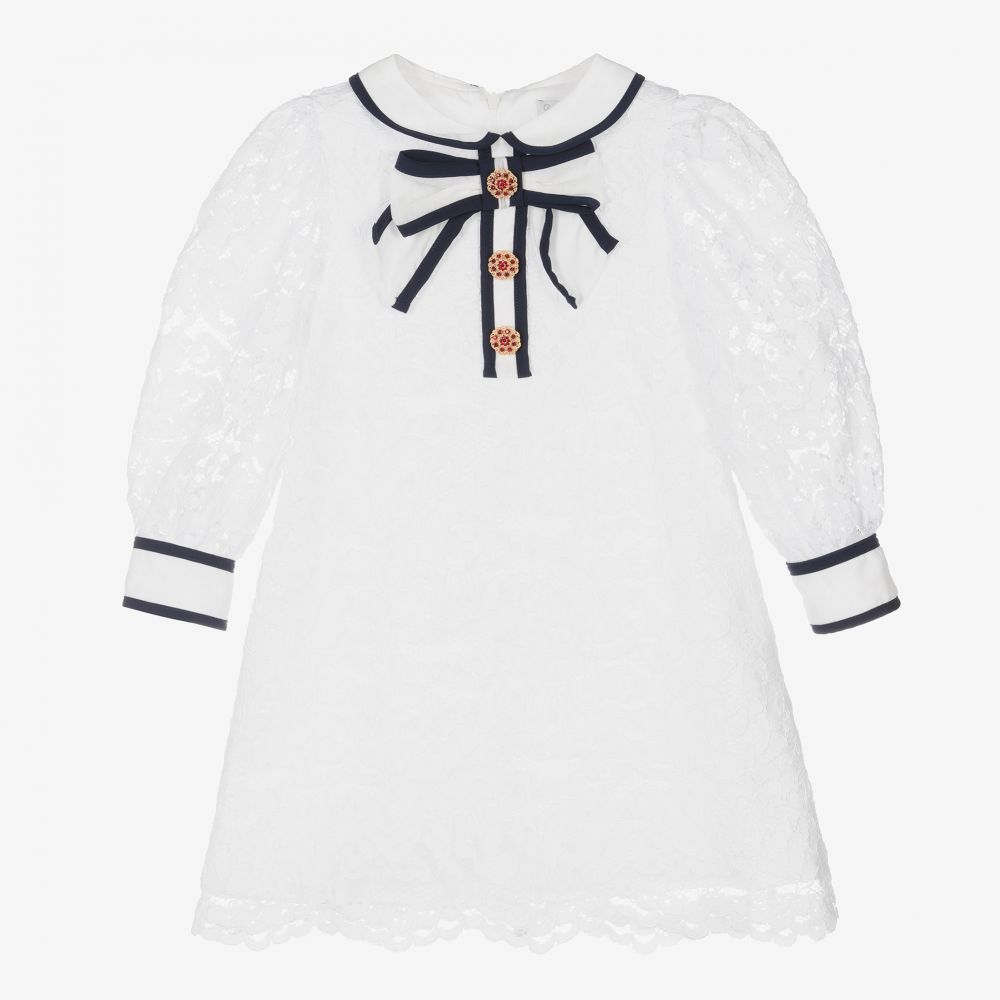Patachou-Белое платье с кружевом для девочек | Childrensalon Outlet