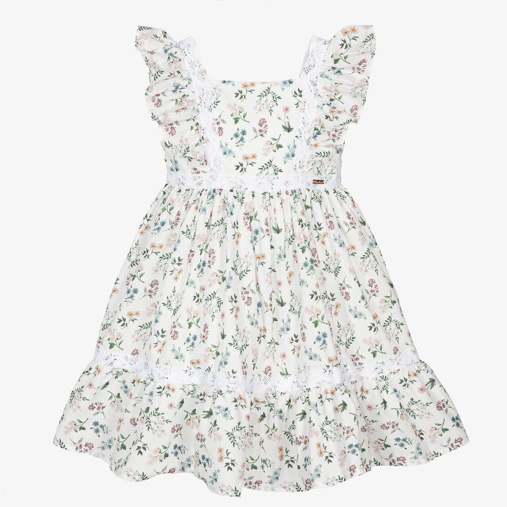 Girls white floral dress shop