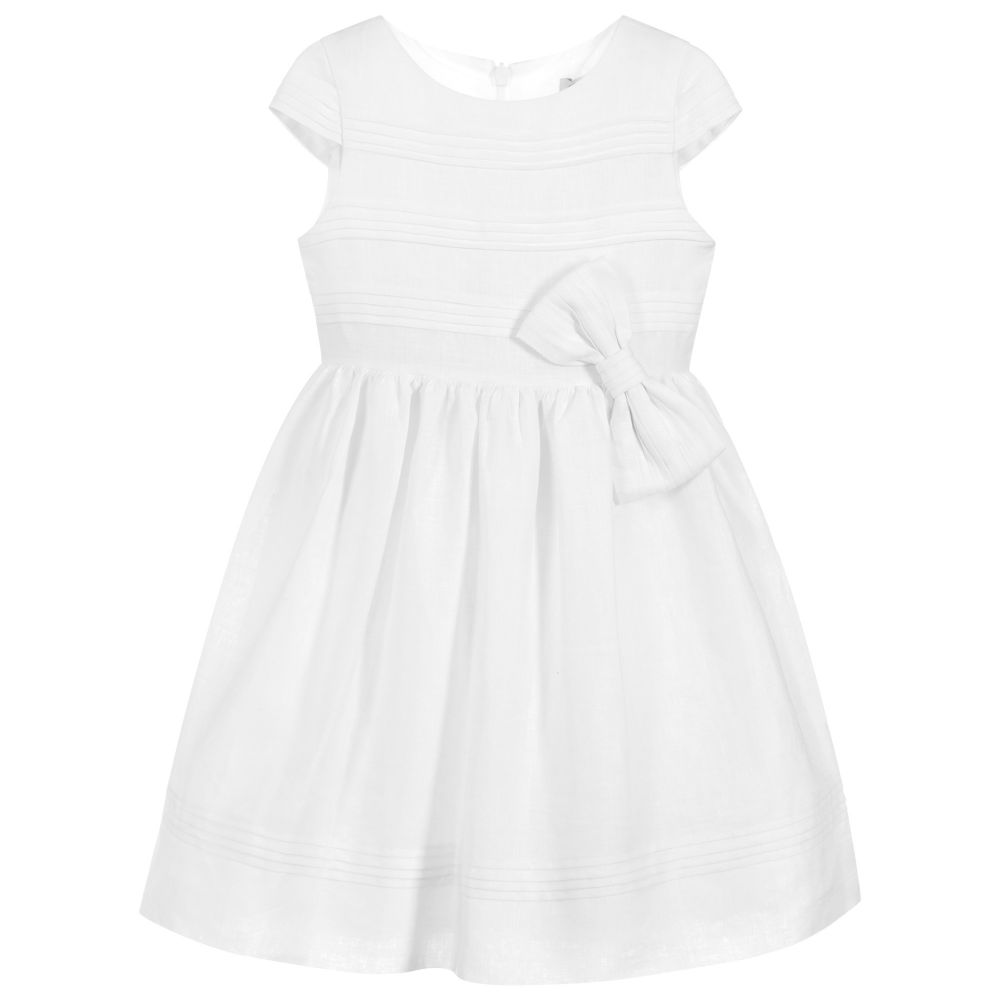 Patachou - Girls White Linen Dress | Childrensalon