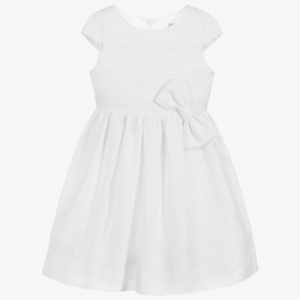 Patachou-Girls White Linen Dress | Childrensalon Outlet