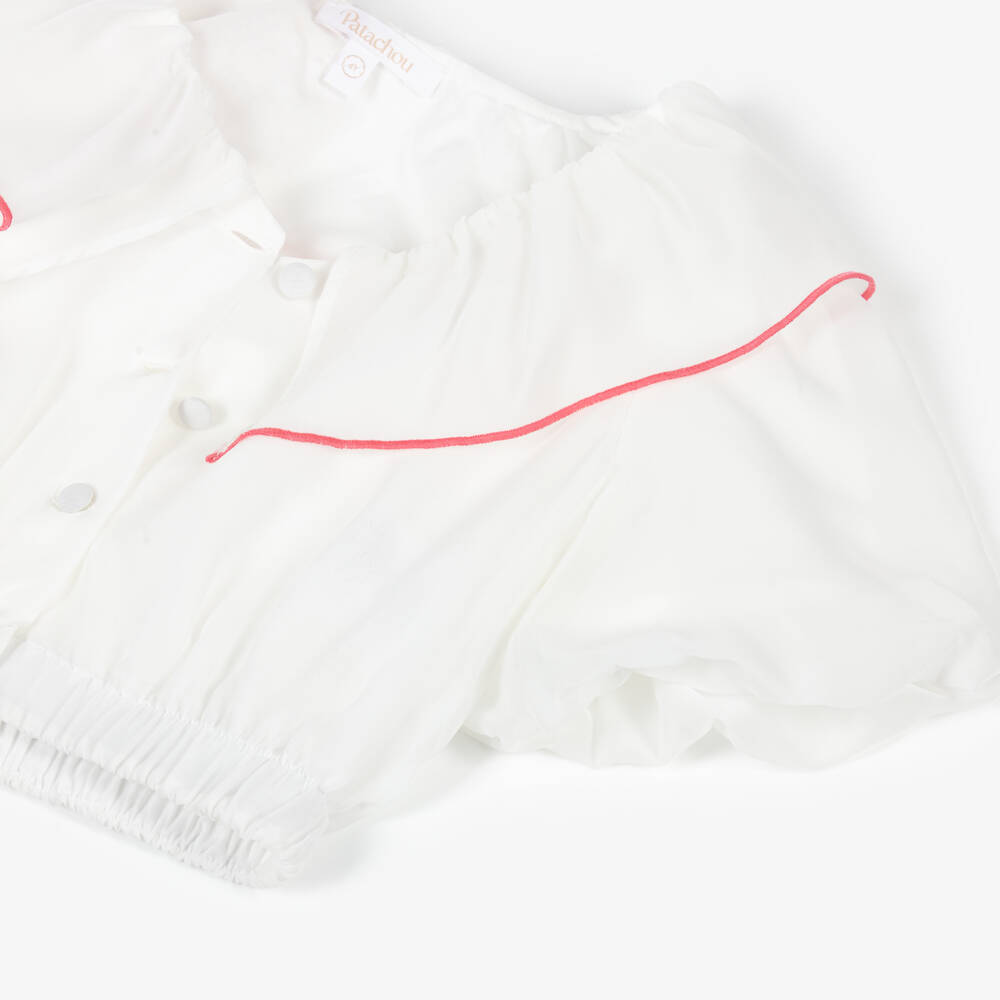 Patachou-Girls White & Pink Cherry Blossom Chiffon Skirt Set | Childrensalon Outlet