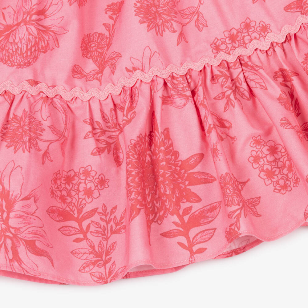 Patachou-Girls White & Pink Cotton Floral Skirt Set | Childrensalon Outlet