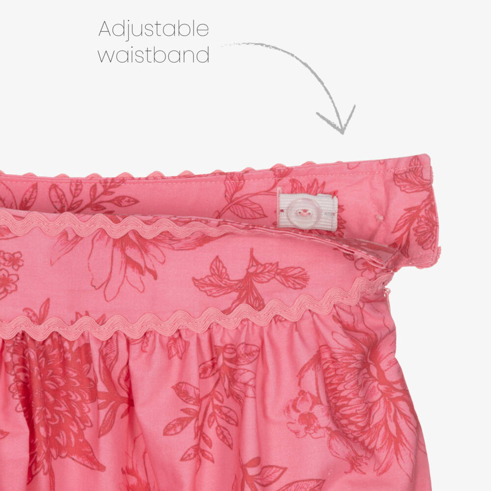 Patachou-Girls White & Pink Cotton Floral Skirt Set | Childrensalon Outlet