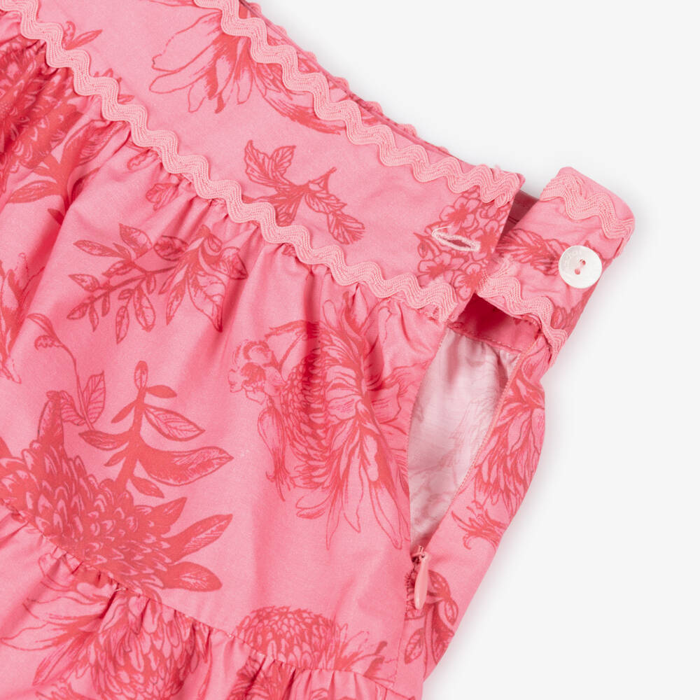 Patachou-Girls White & Pink Cotton Floral Skirt Set | Childrensalon Outlet