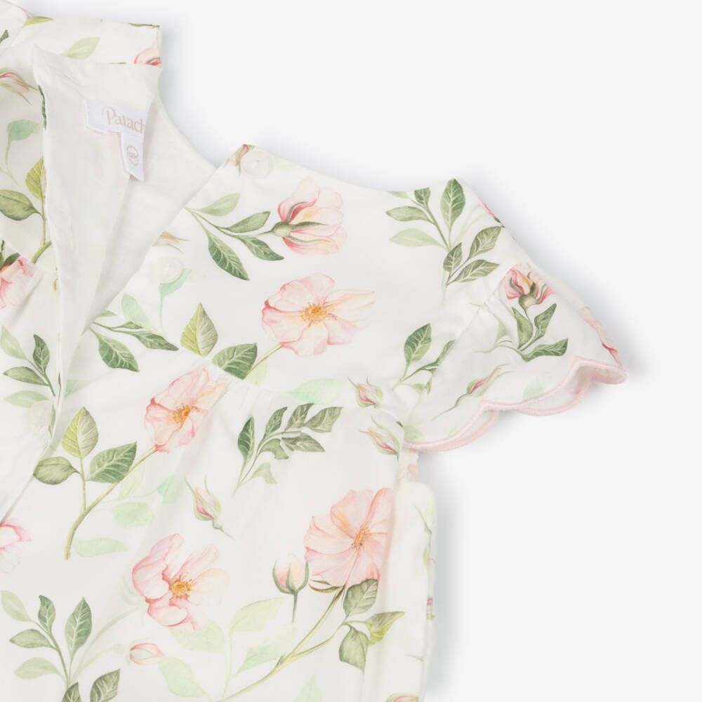 Patachou-Girls White & Pink Liberty Floral Print Cotton Shorts Set | Childrensalon Outlet