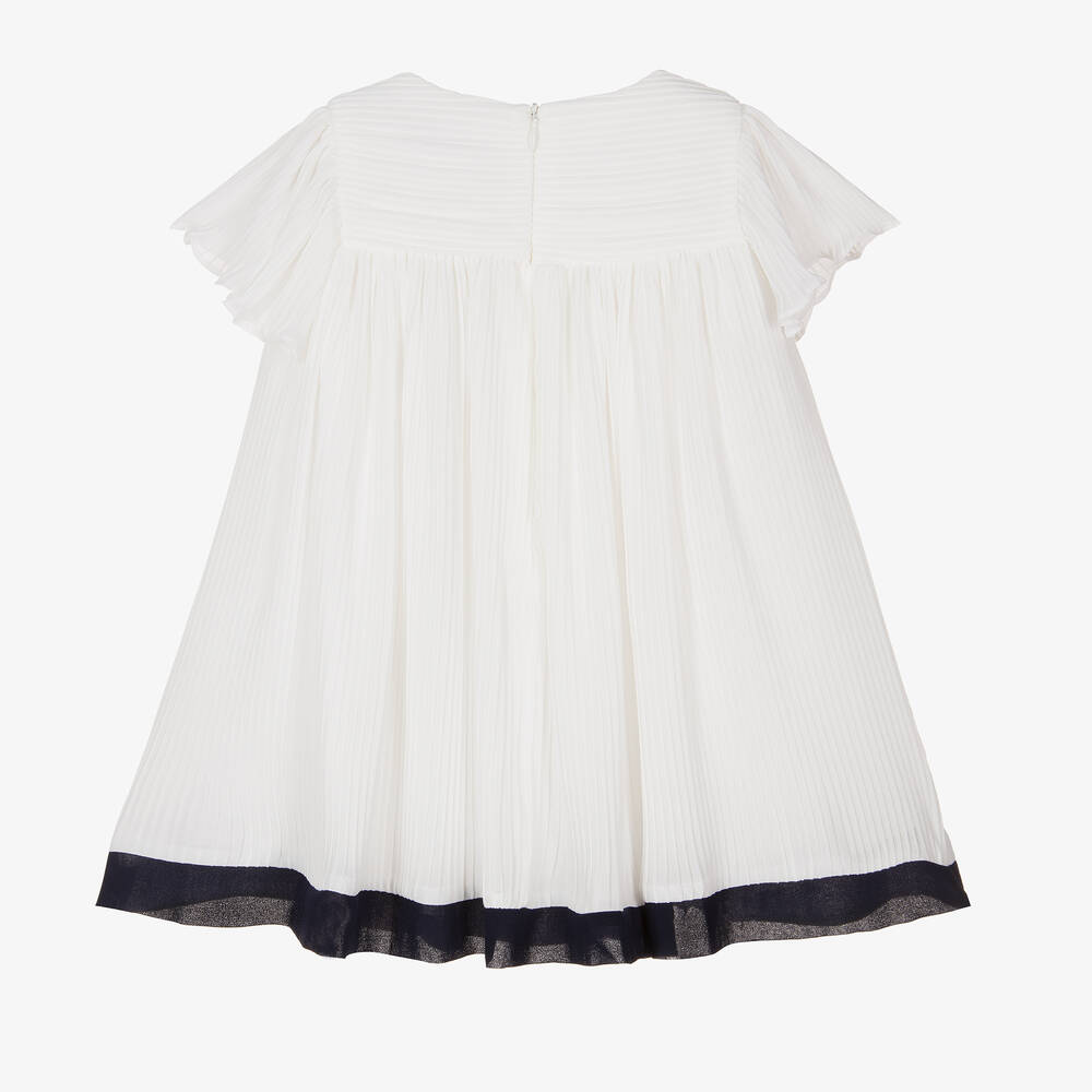 White pleated deals chiffon dress