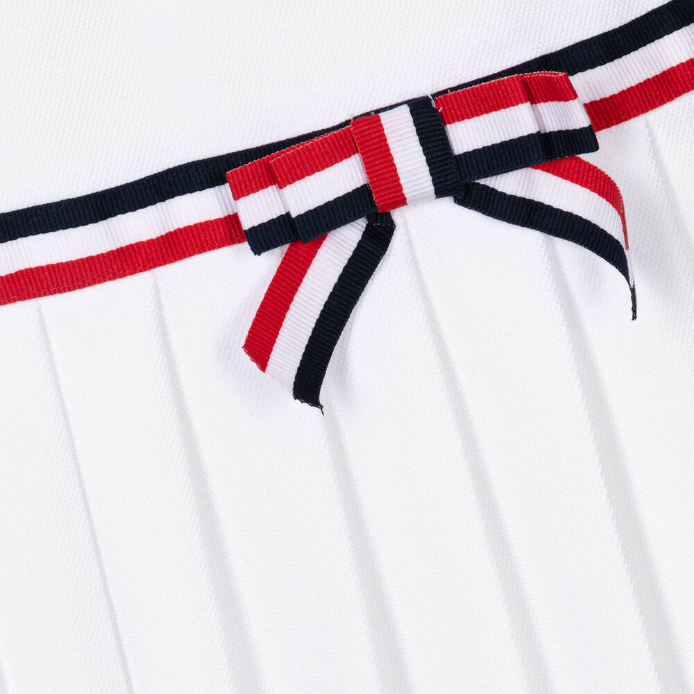 Patachou-Girls White Pleated Cotton Dress | Childrensalon Outlet