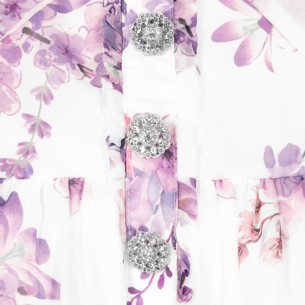 Patachou-Girls White & Purple Floral Dress | Childrensalon Outlet