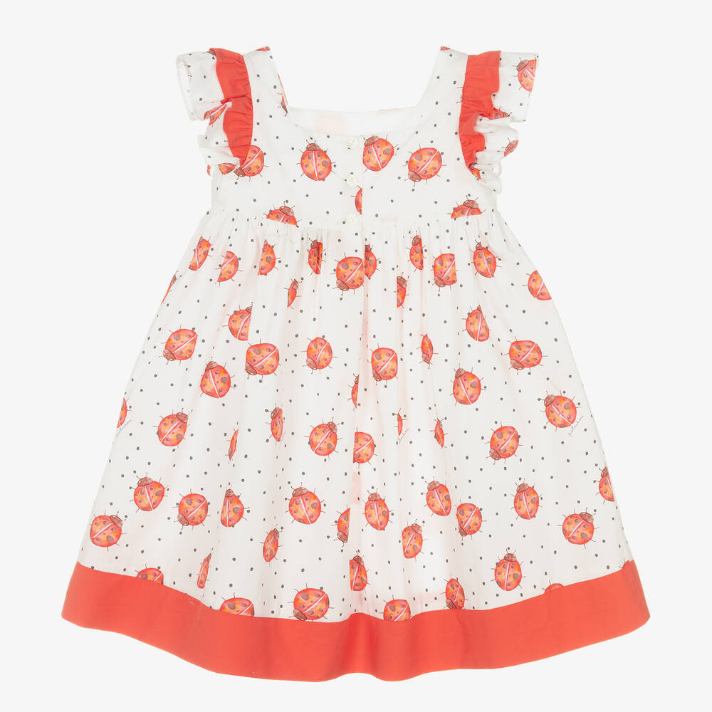 Patachou-Girls White & Red Ladybird Print Dress | Childrensalon Outlet