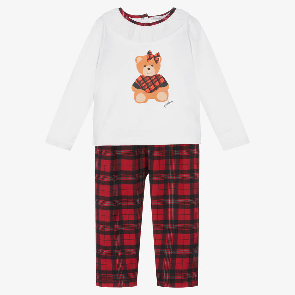 Patachou - Girls White & Red Pyjamas | Childrensalon