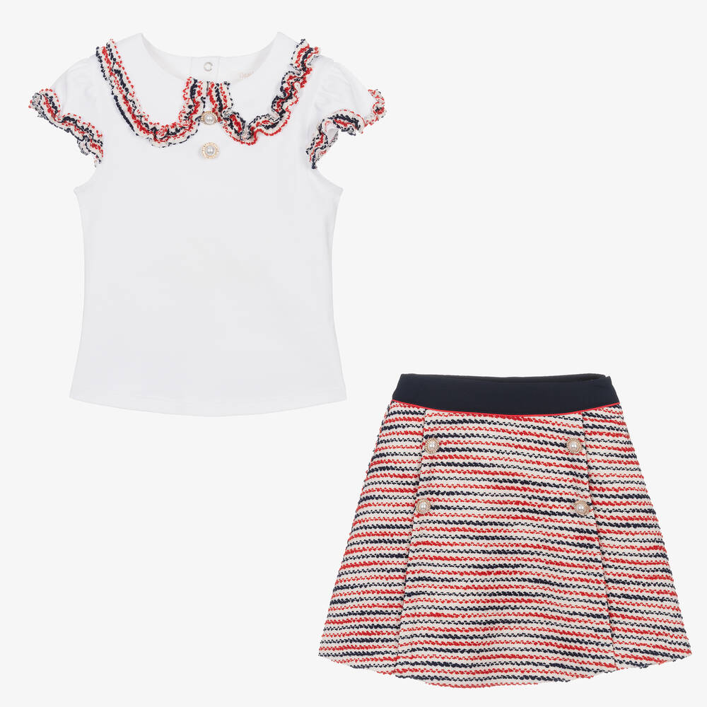 Patachou-Girls White & Red Skirt Set | Childrensalon Outlet