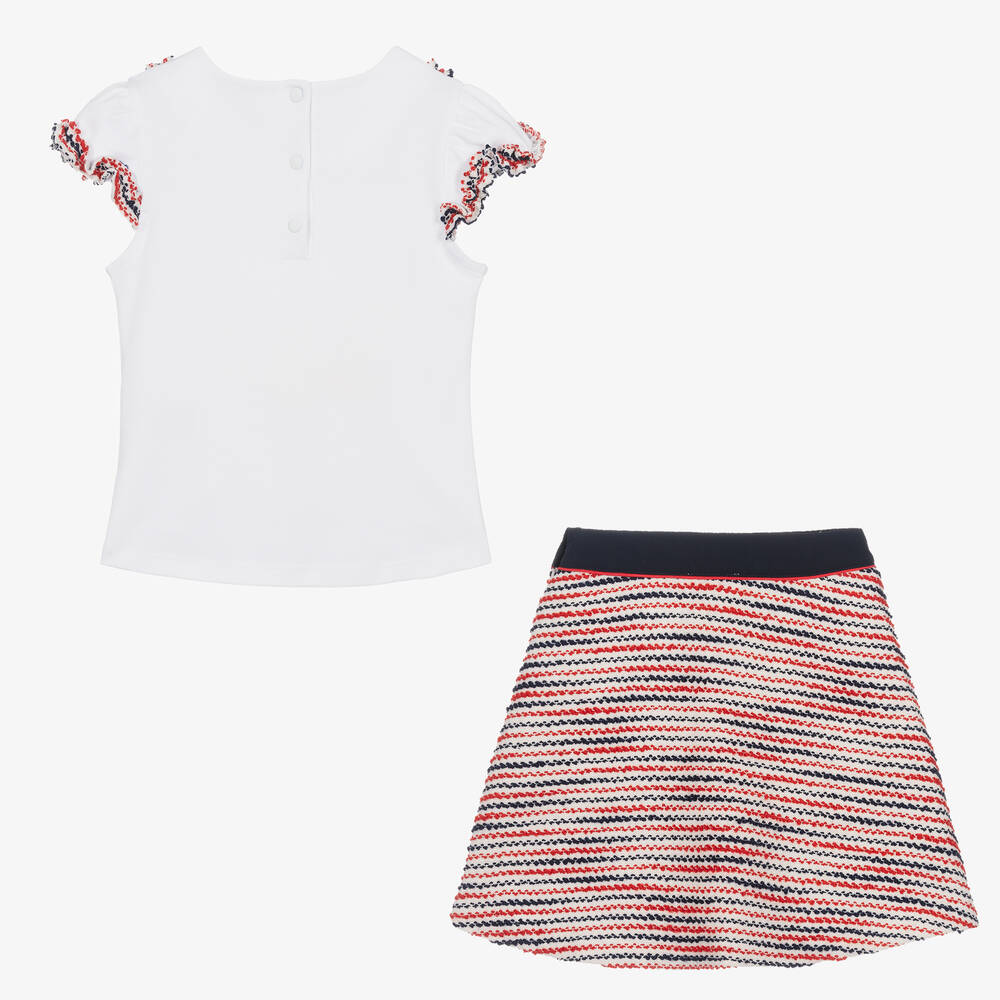 Patachou-Girls White & Red Skirt Set | Childrensalon Outlet