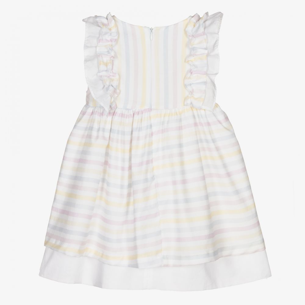 Patachou-Girls White Striped Dress | Childrensalon Outlet