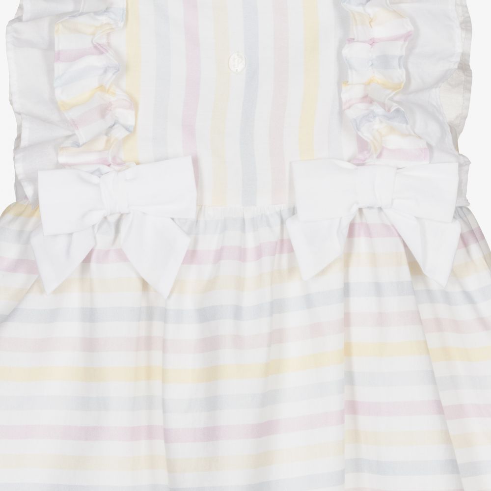 Patachou-Girls White Striped Dress | Childrensalon Outlet