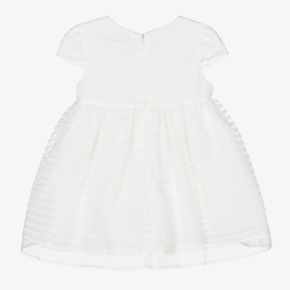Patachou-Белое платье из органзы в полоску | Childrensalon Outlet