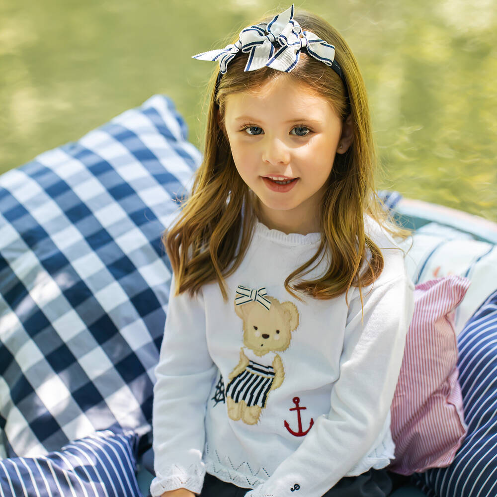 Patachou-كنزة قطن محبوك لون أبيض للبنات | Childrensalon Outlet