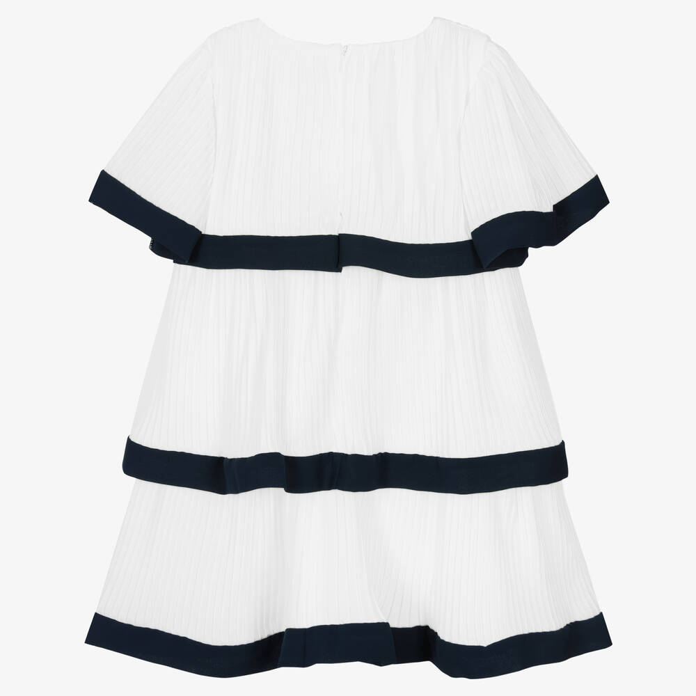 Patachou-Белое многоярусное платье из креп-жоржетта | Childrensalon Outlet