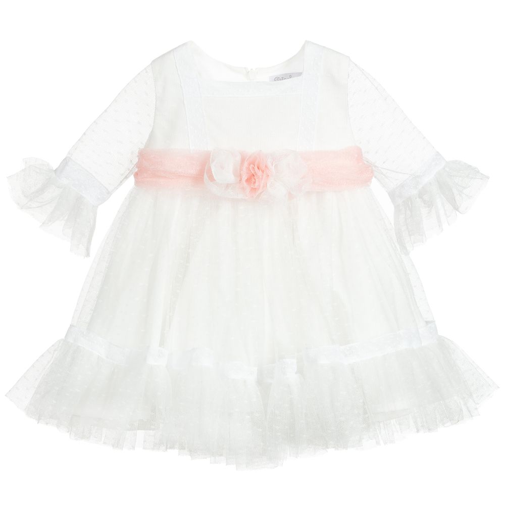 Patachou - Girls White Tulle Dress | Childrensalon
