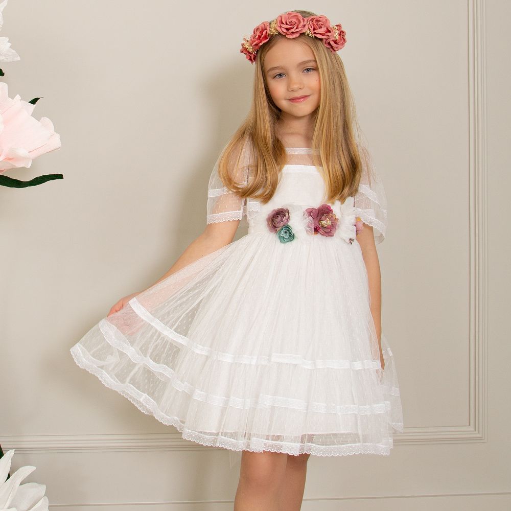 Patachou Girls White Tulle Dress Childrensalon Outlet