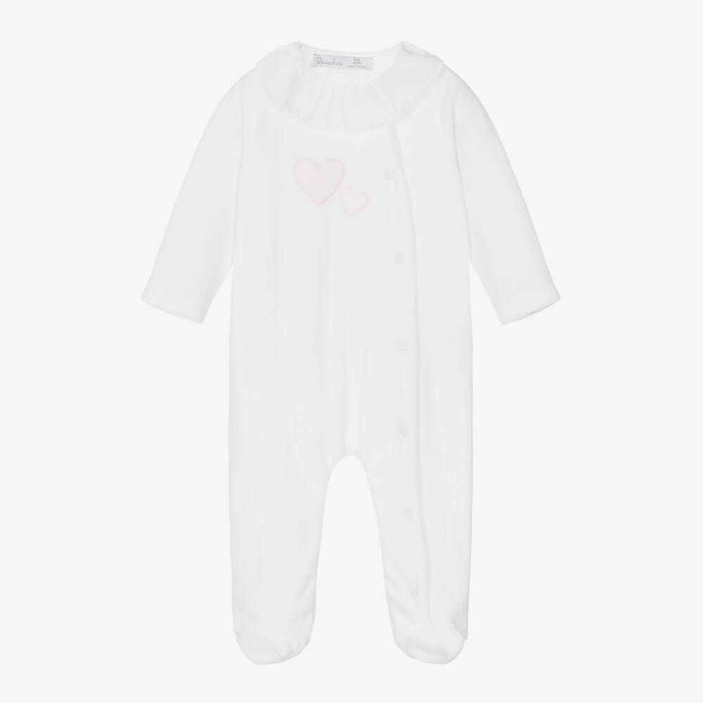 Patachou-Girls White Velour Babygrow | Childrensalon Outlet