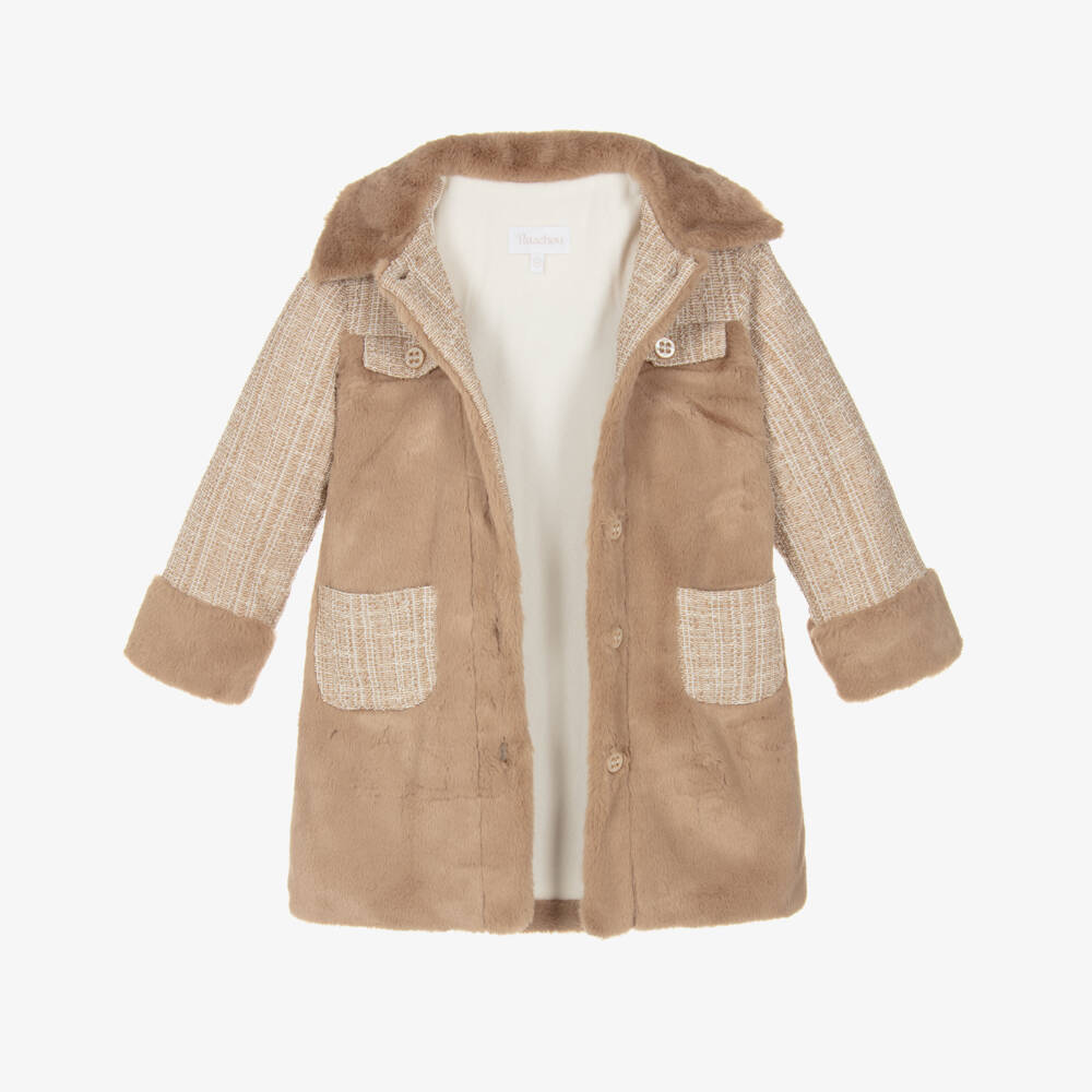 Patachou-Girls Woolly Tweed Blend Coat | Childrensalon Outlet