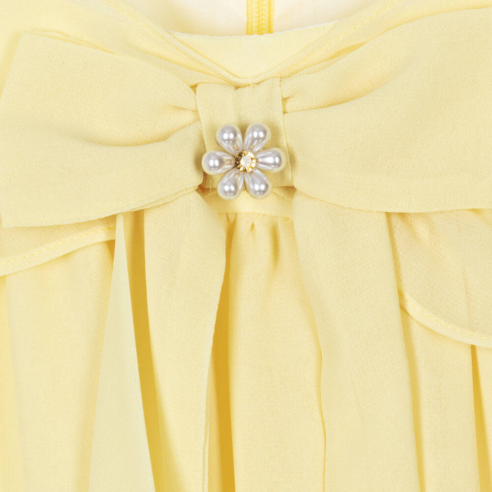 Patachou-Желтое шифоновое платье с бантом для девочек | Childrensalon Outlet