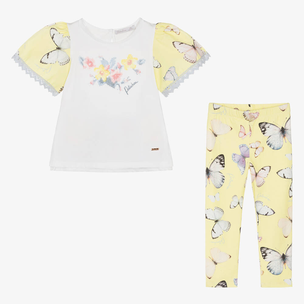 Patachou-Топ и желтые легинсы с бабочками | Childrensalon Outlet
