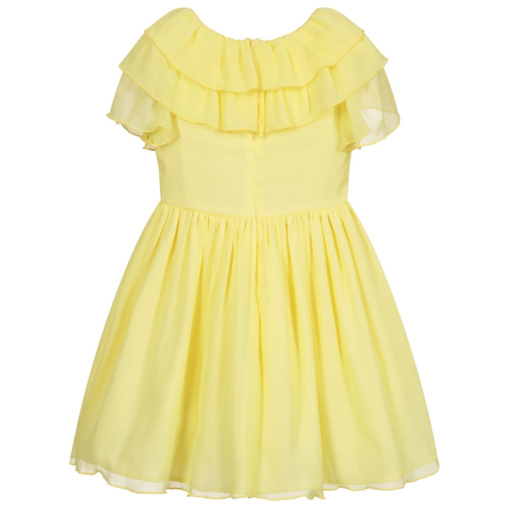 Patachou-Girls Yellow Chiffon Dress | Childrensalon Outlet