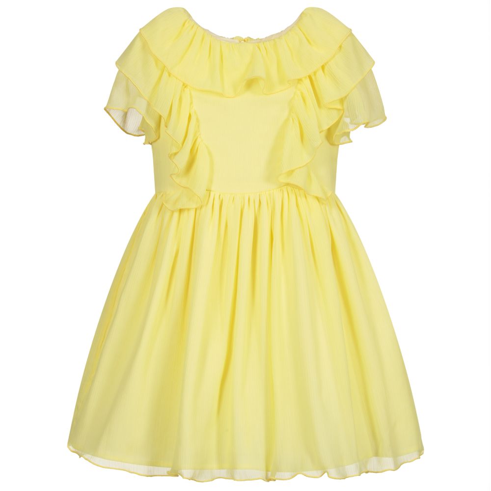 Patachou - Girls Yellow Chiffon Dress | Childrensalon