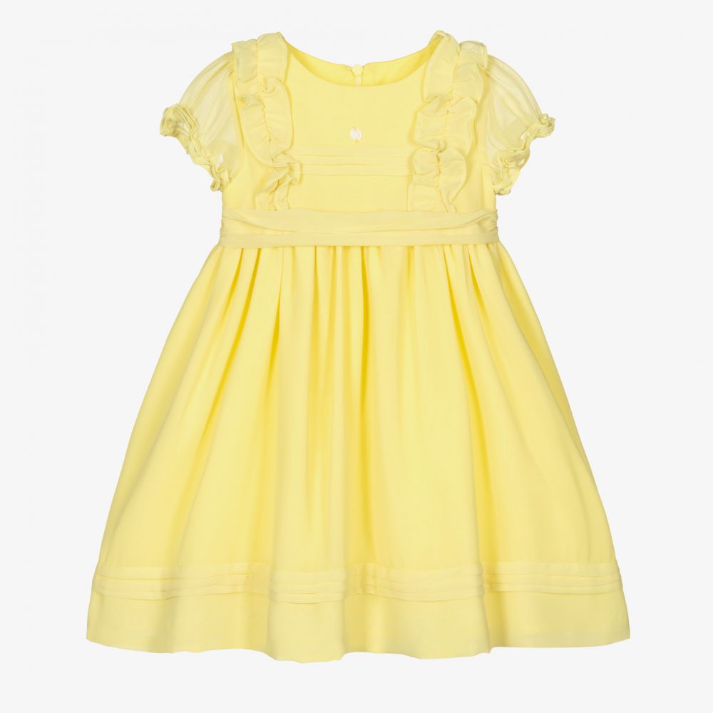 Patachou-Girls Yellow Chiffon Dress | Childrensalon Outlet