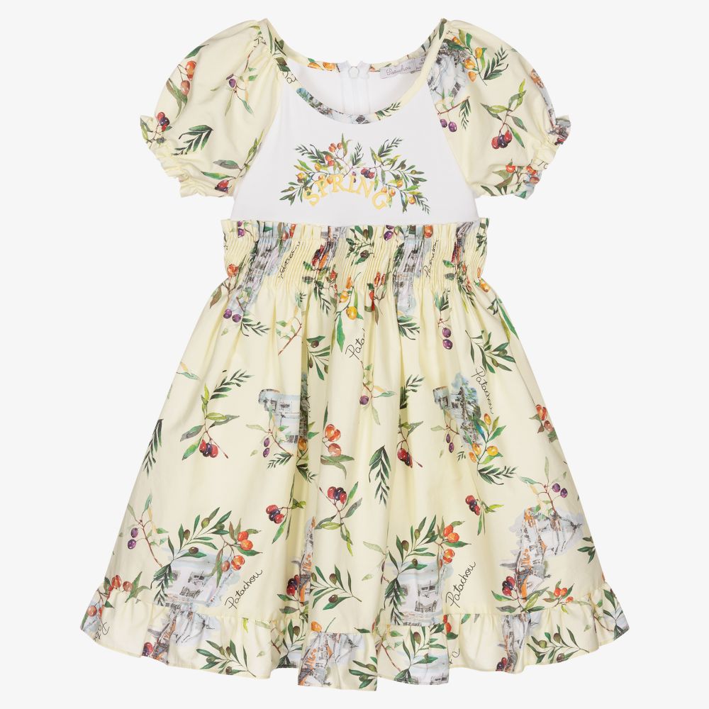 Patachou - Girls Yellow Cotton Dress | Childrensalon