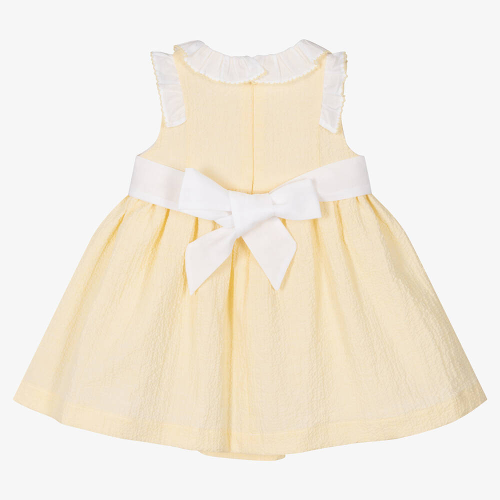 Patachou-Girls Yellow Cotton Seersucker Dress | Childrensalon Outlet