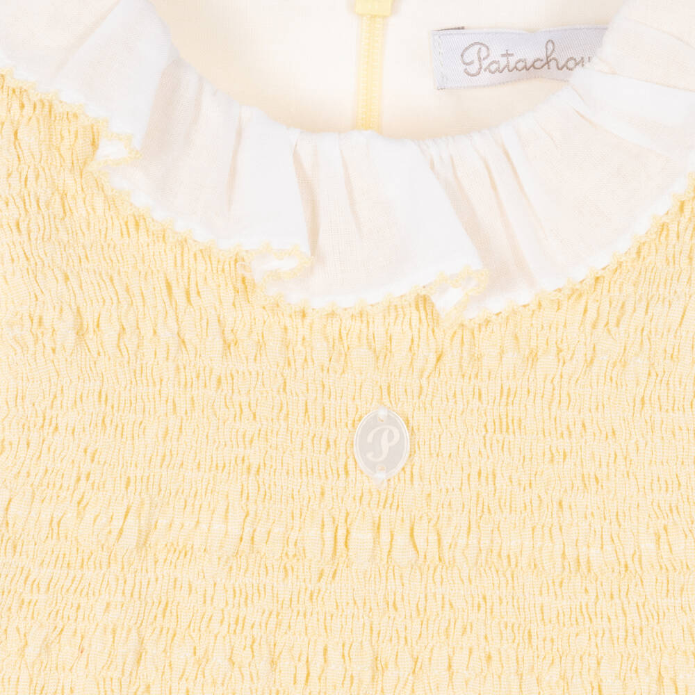 Patachou-Girls Yellow Cotton Seersucker Dress | Childrensalon Outlet