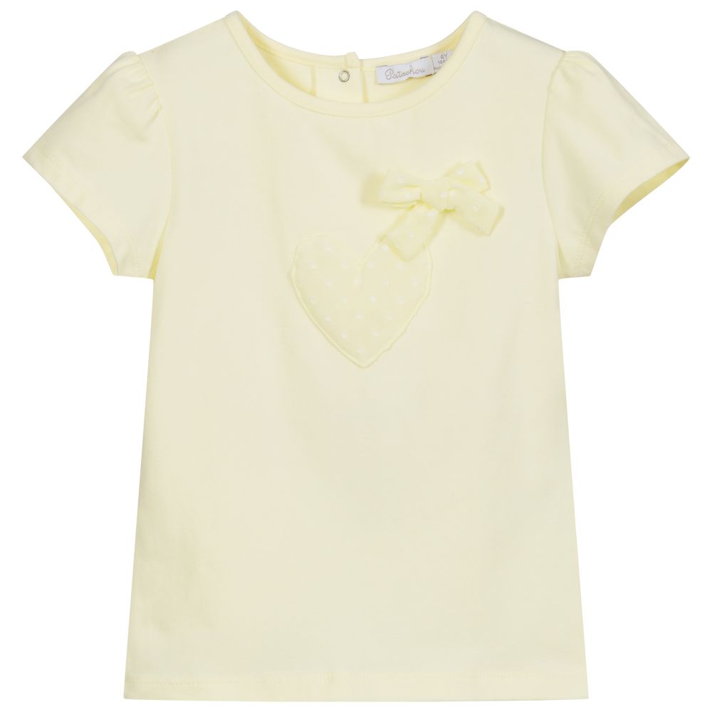 Patachou - Girls Yellow Cotton T-Shirt | Childrensalon