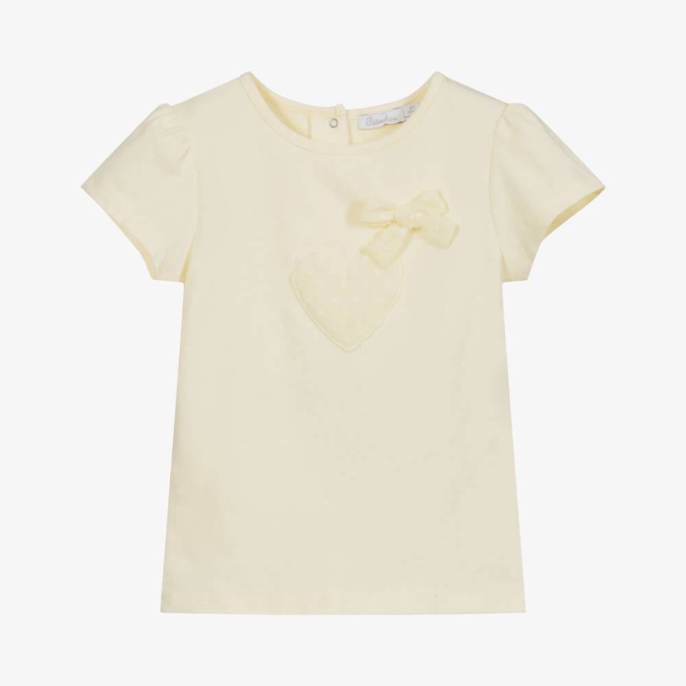 Patachou-Girls Yellow Cotton T-Shirt | Childrensalon Outlet