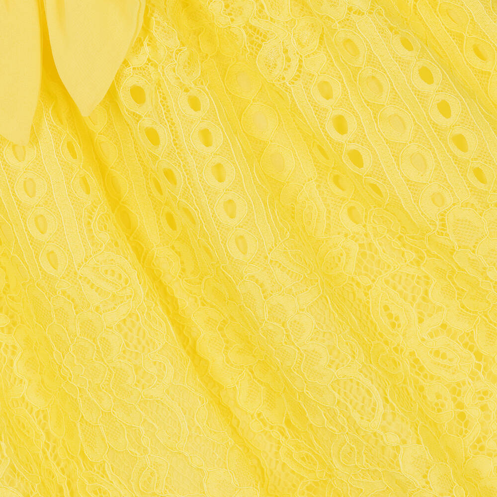 Patachou-Girls Yellow Floral Lace Dress | Childrensalon Outlet