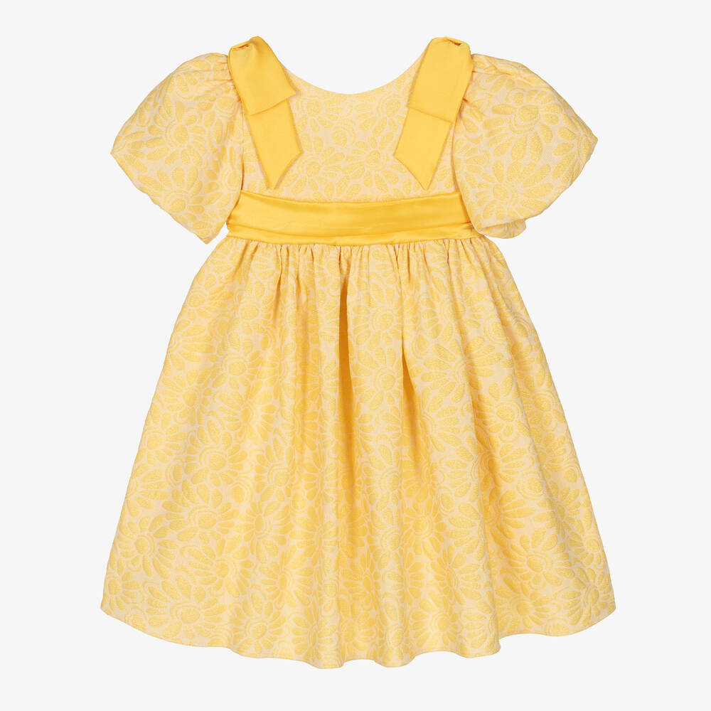 Patachou - Jacquard-Blumenkleid in Gelb & Gold | Childrensalon