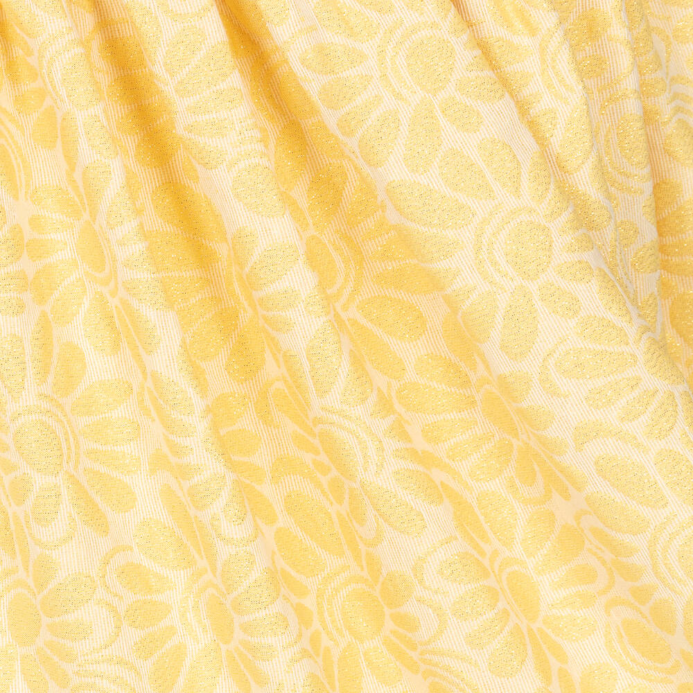 Patachou-فستان جاكارد لون أصفر وذهبي بطبعة ورود | Childrensalon Outlet