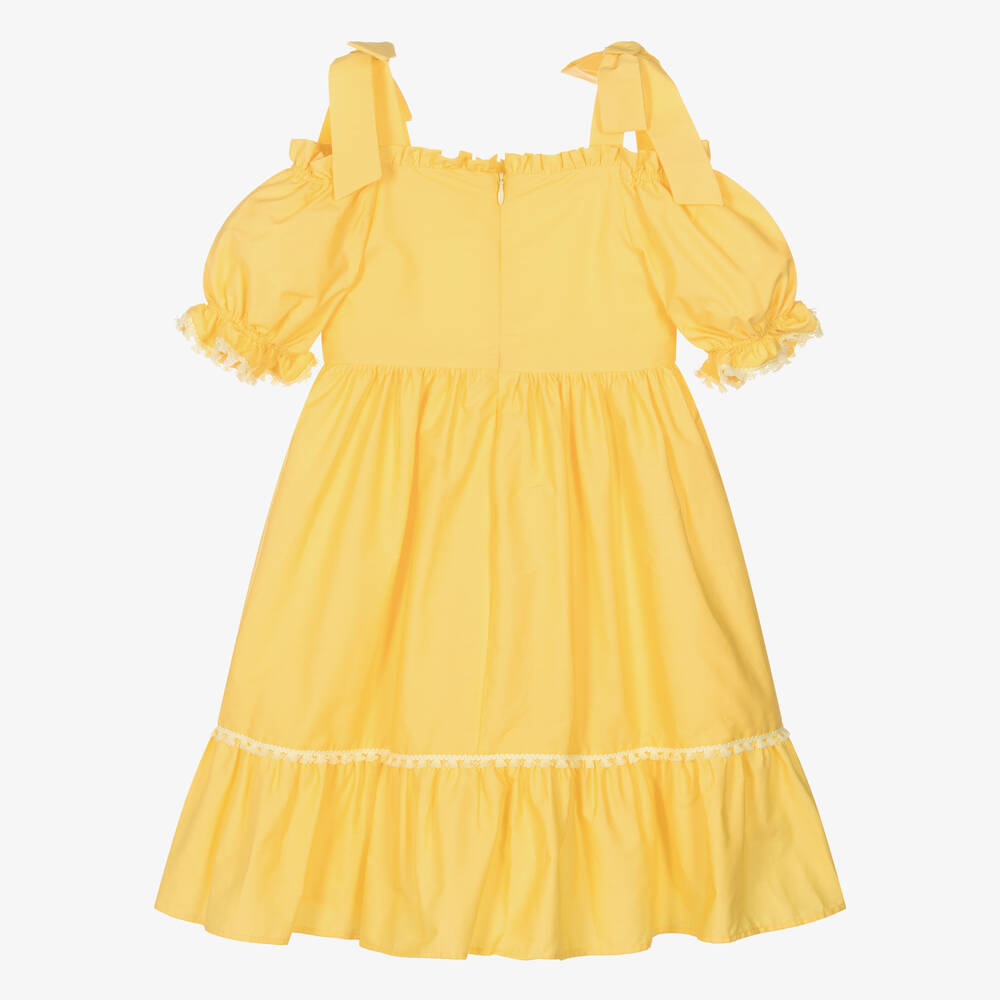 Patachou-Girls Yellow Tiered Cotton Dress | Childrensalon Outlet