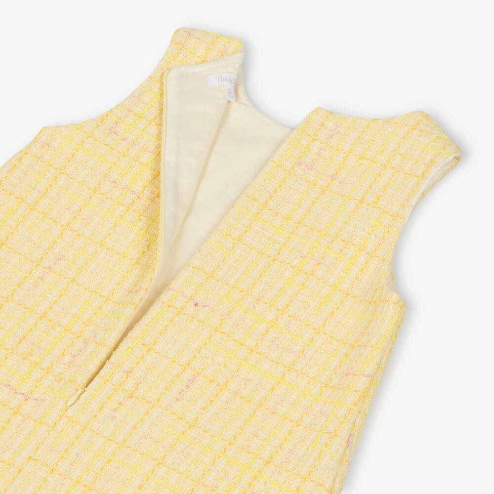 Patachou-Girls Yellow Tweed Dress & Jacket Set | Childrensalon Outlet