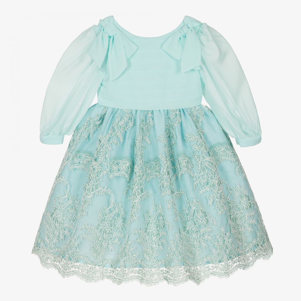Patachou - Green Chiffon & Lace Dress  | Childrensalon