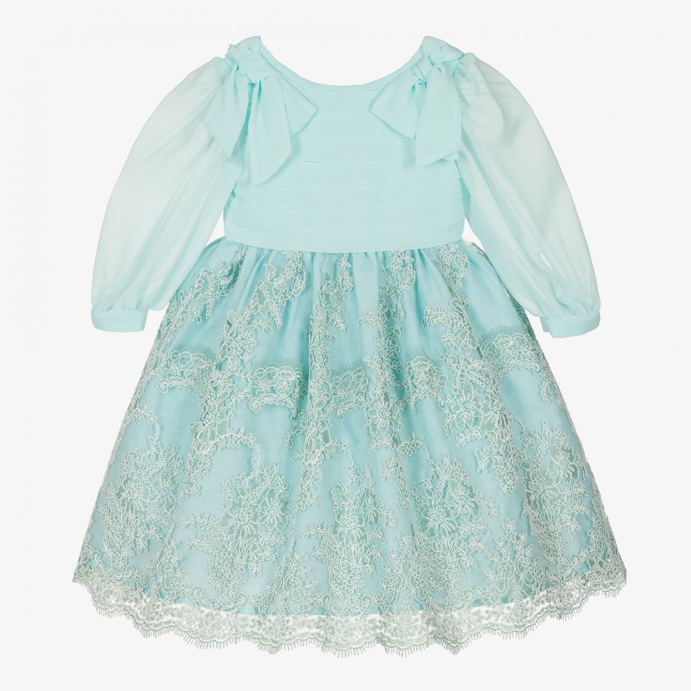 Patachou-Green Chiffon & Lace Dress  | Childrensalon Outlet