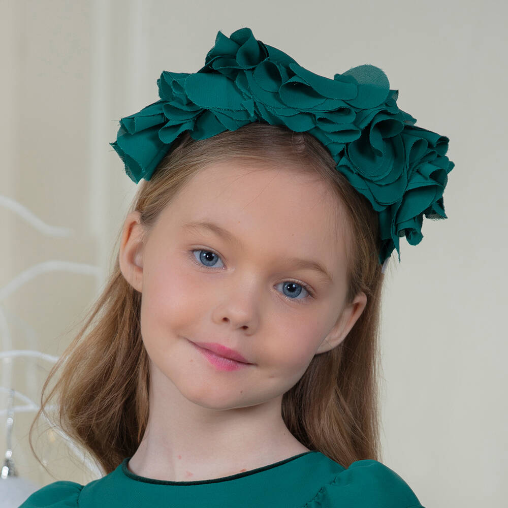 Patachou-Зеленый ободок с шифоновыми цветами | Childrensalon Outlet