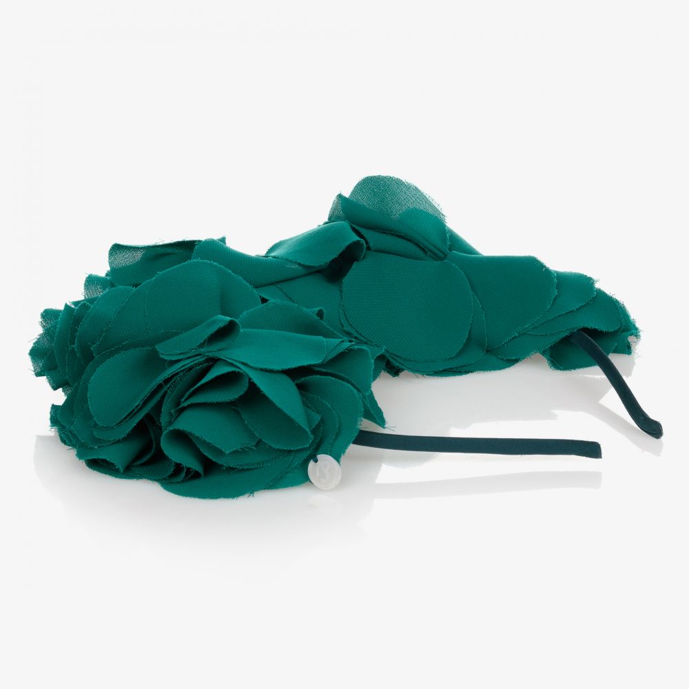 Patachou-Зеленый ободок с шифоновыми цветами | Childrensalon Outlet