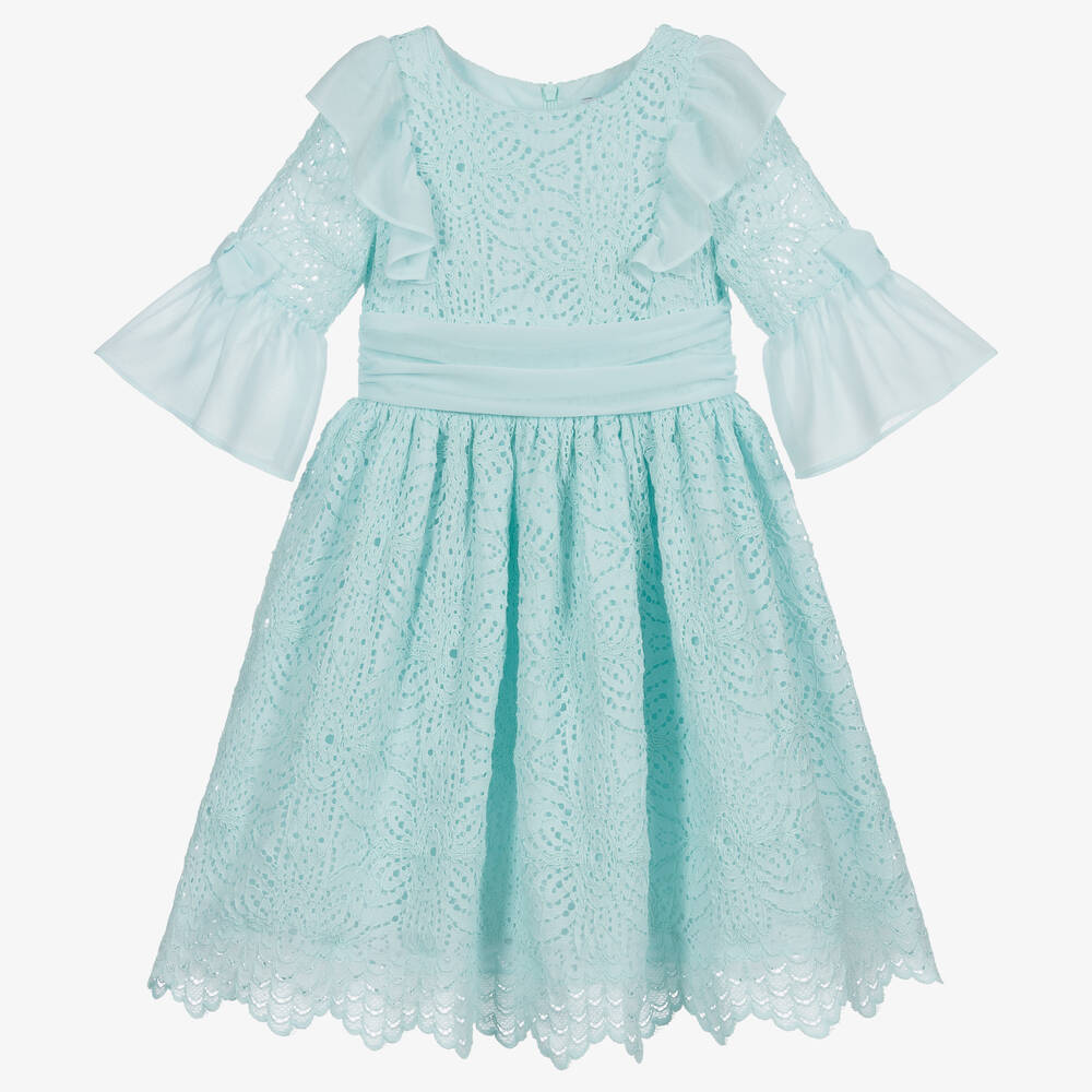 Patachou - Robe verte en dentelle et en mousseline | Childrensalon