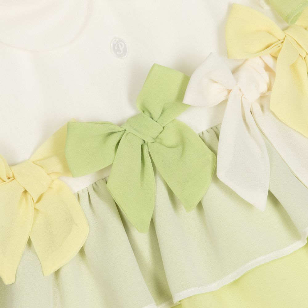Patachou-Green & Yellow Chiffon Dress | Childrensalon Outlet